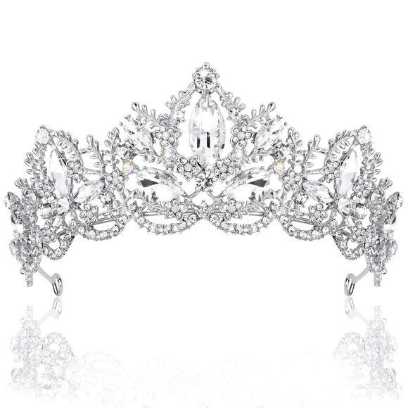 Silver Tiara Wedding Tiaras and Crowns for Women Rhinestone Queen Tiara for Wome - Picture 1 of 7